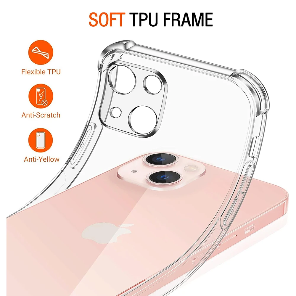 

Shockproof Silicone Soft Case For iPhone 16e 16 15 14 13 12 11 Pro Max Plus Mini Clear Ultra Thin Back Cover Luxury Shell 16pro