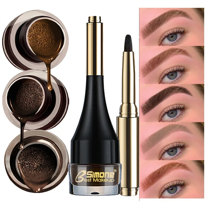 4 Colors Brown Black Eyebrow Cream Enhancers Waterproof Long-lasting Air-cushion Dye Brows Gel Tinted Makeup Liquid Eyebrows