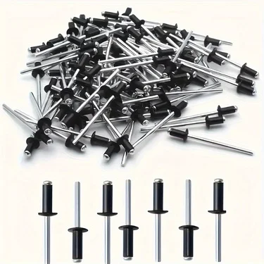100/50PCS Bagged 1/8 'X3/8' Aluminum Blind Rivets, Black, 3.2x 10mm Spring Rivets