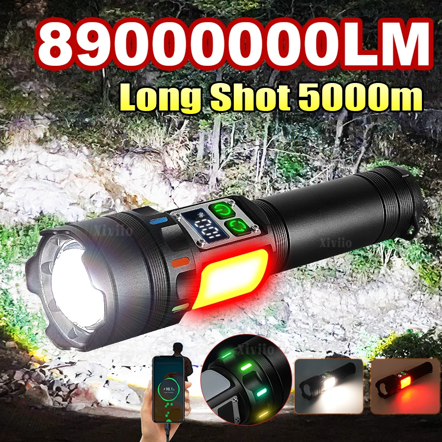 NEW 89000000LM Ultra Bright LED Flashlight Most Powerful Torch Light Rechargeable Portable Lamp With Magnet  For Camping Lantern