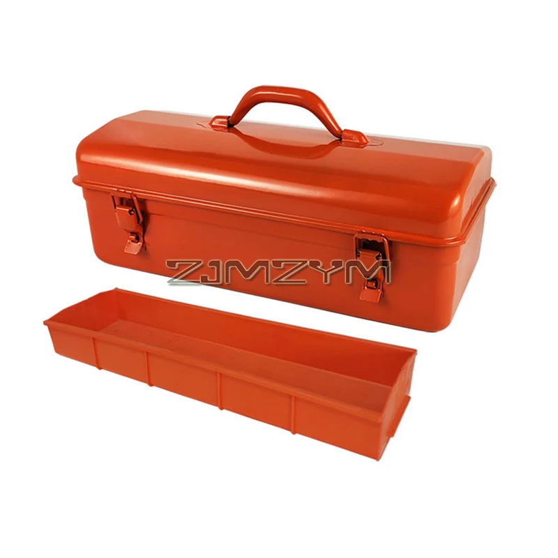 Portable Iron Tool Box with Tray, Double Latches Closure, Tool Box Storage Container General Tool Box - Craft Storage Toolbox