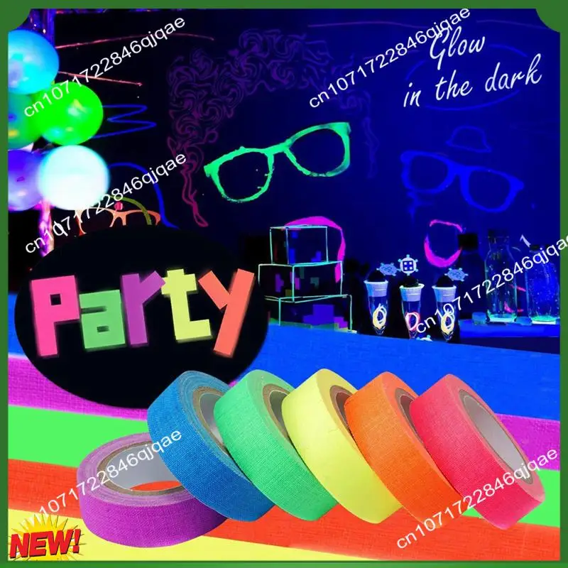

A48I UV Glow Cotton Tapes Neon Party Tape Safety Warning Neon Tape UV Tape Stage Props Wedding Home Durable Easy Install Easy To