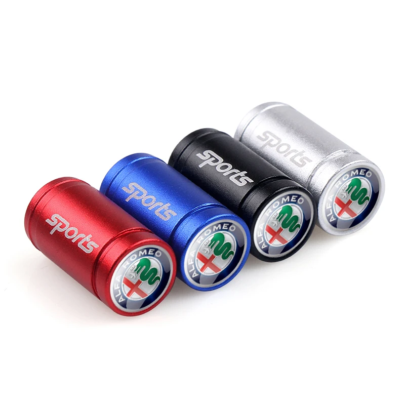 4PC Metal Car Valve Caps Wheel Tires Air Tyre Stem Caps Sport logo Cover For Alfa Romeo Sportiva Stelvio Giulia Auto accessories