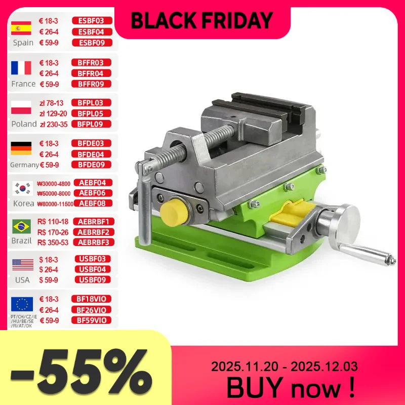 Allsome BG-6368 밀 및 드릴 프레스용 복합 슬라이드가 있는 3인치 크로스 슬라이딩 바이스, 크로스 슬라이드 드릴 프레스 바이스