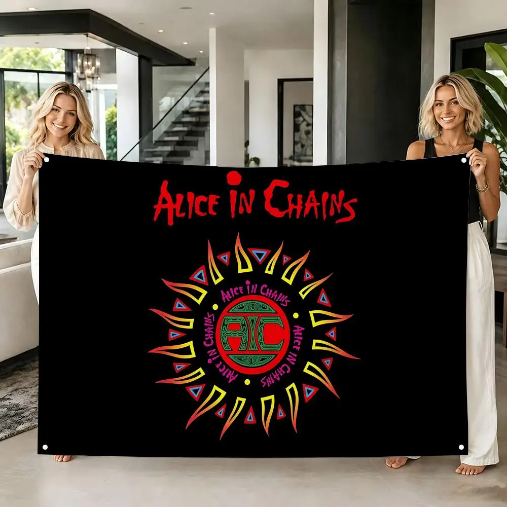 Vintage Metal Rock Logo A-Alice in Chains Flags Tapestry Creative Pattern Photo Living Room Wall Art Party Outdoor Decor