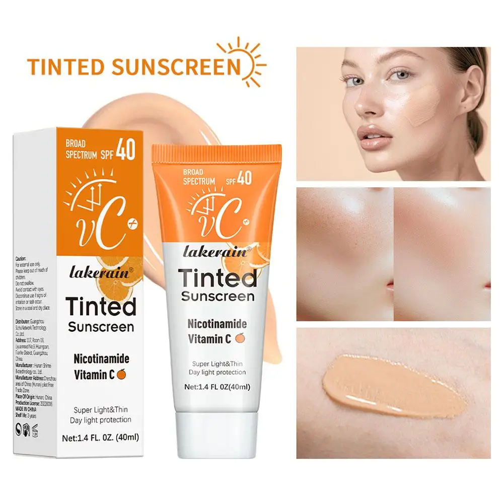 

Тонирующий увлажняющий солнцезащитный крем с витамином С SPF40 для защиты кожи, освежающий, с эффектом макияжа, УФ-защита, антивозрастной, устойчивый к УФ-излучению