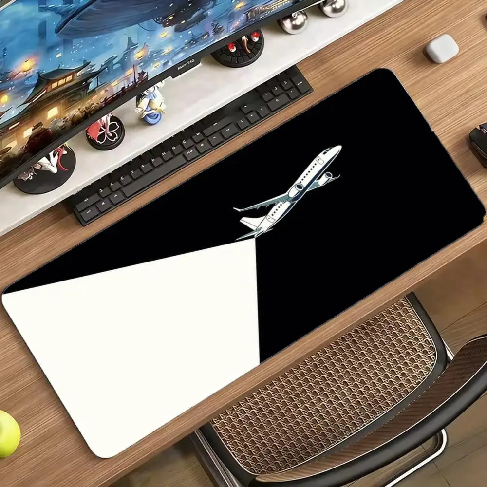 Large Airplane Sky Cloud Mouse Pad, Minimal  Art Pattern Non‑Slip Rubber Extended Desk Mat For Gaming Office Computer Desktop