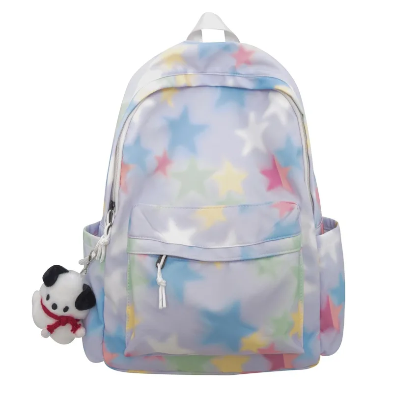 Korean Kawaii Star Print Backpacks Ins Harajuku Sweet Girls Preppy Schoolbags Fashion Y2k Women All Match Backpack High-capacity