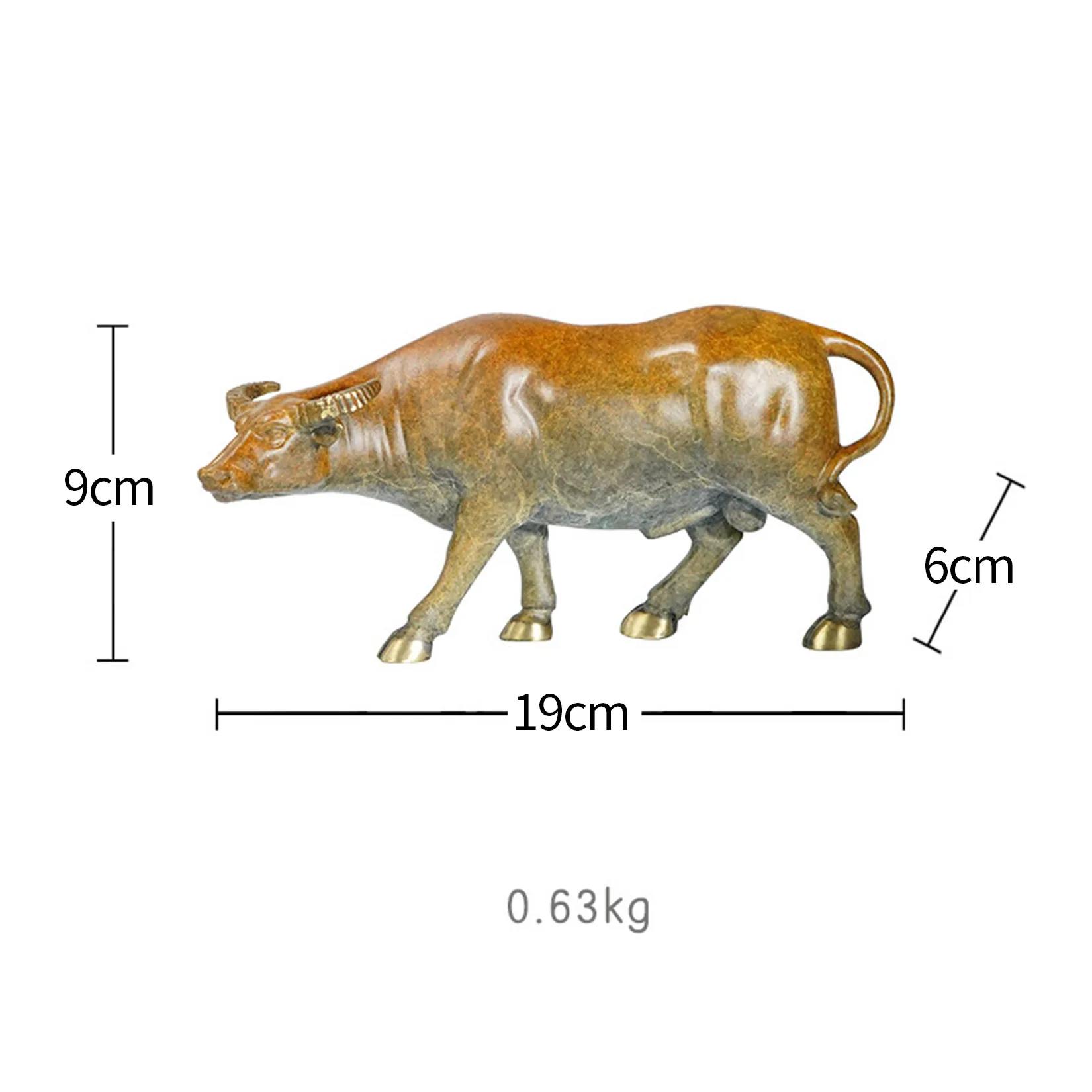 Water Buffalos Model Brass Sculpture Metal Bubalus Desktop Display Ornament Home Scene Collectible Decoration Birthday Gift