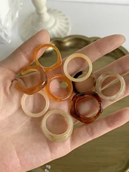 9-piece set of colorful resin ring set for women's personalized fashion rings (hand dyed with different patterns for each ring)