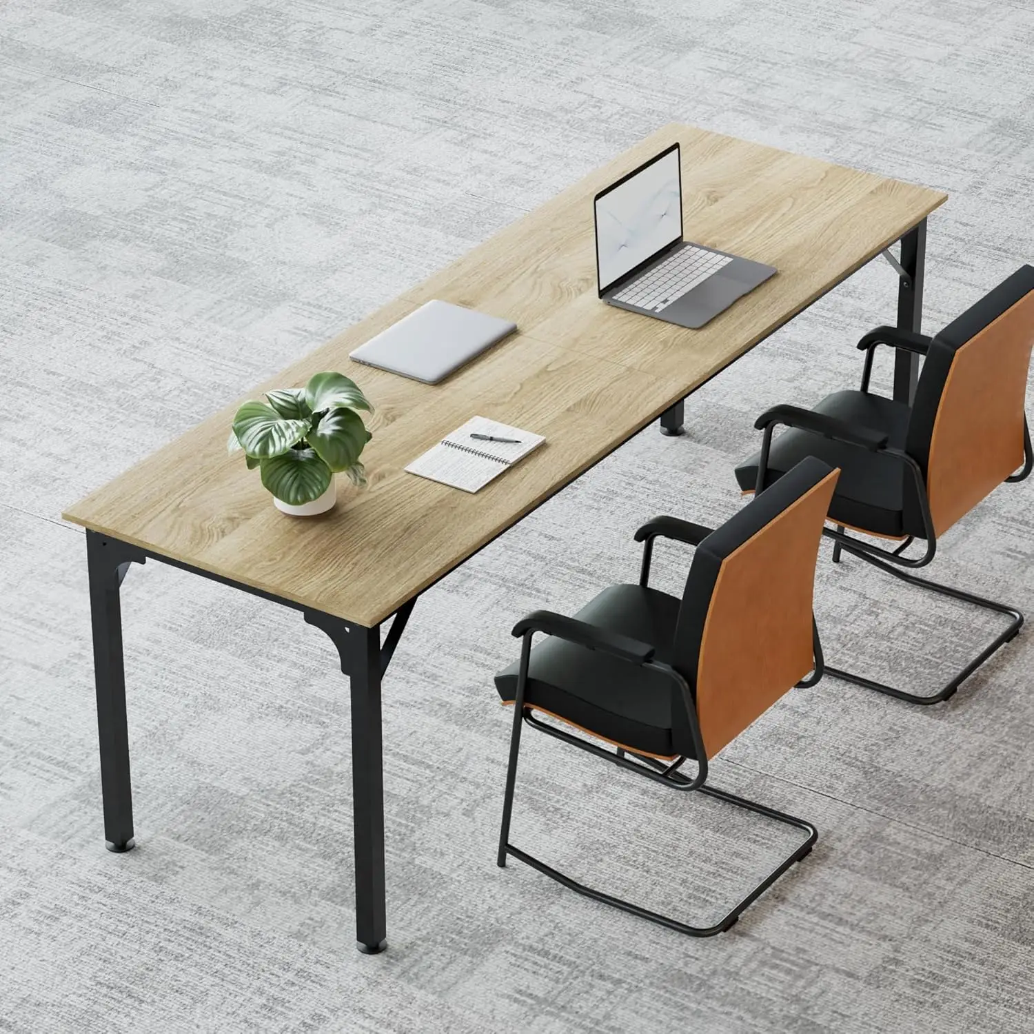 

78.7in Extra Long Office Desk Adjustable Footpads Stable Wood Table for 2 Person,Customized