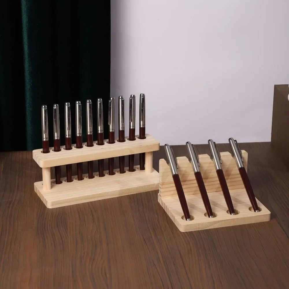 Vertical Wooden Pen Stand Household Storage Box Office Pen Holder Desk Organizer 4/10 Slots Pen Holder Kitchen Organizing Box
