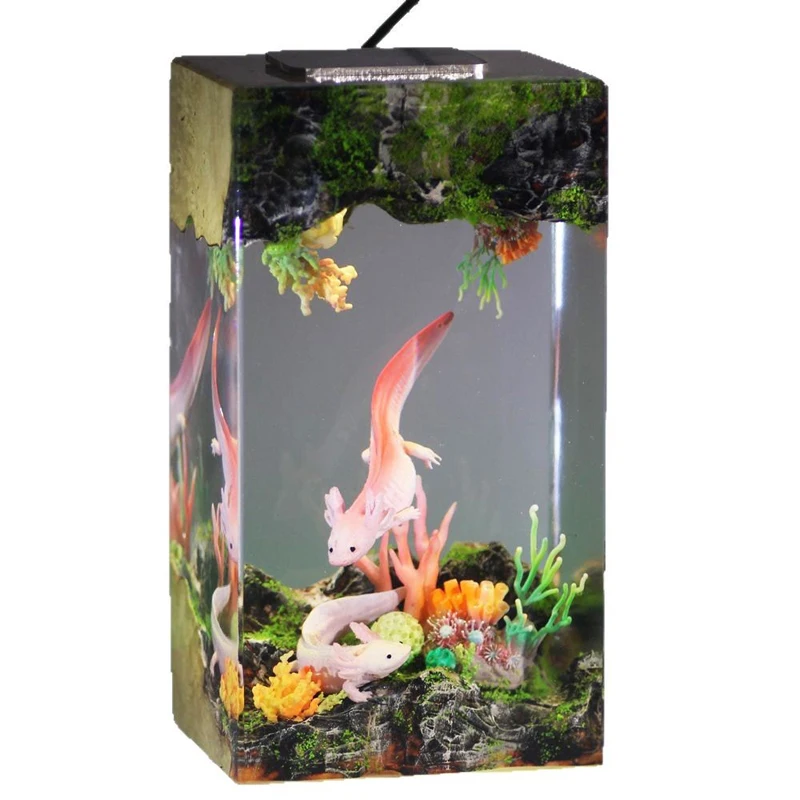 Salamanders Organism Resin Table Light Creactive Art Decoration Lamp Mysterious Valley River Theme Night Light  USB Charge