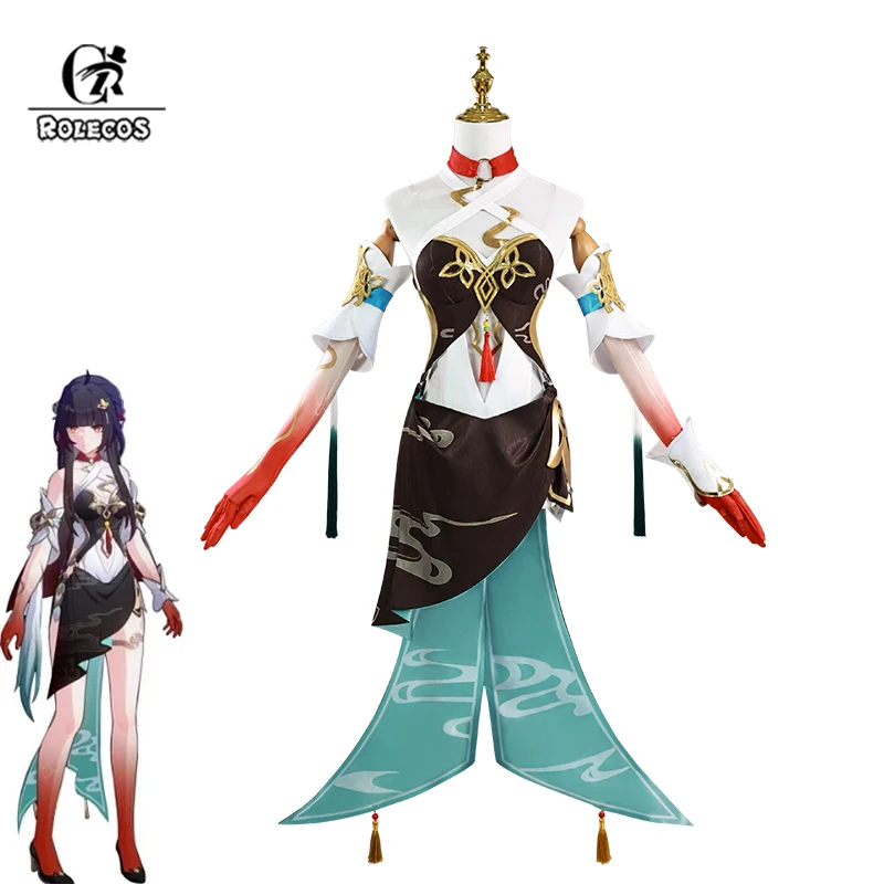 ROLECOS Honkai Star Rail Lingsha Cosplay Costume Vidyadhara Healer Lingsha Women Suit Halloween Carnival Party Uniform