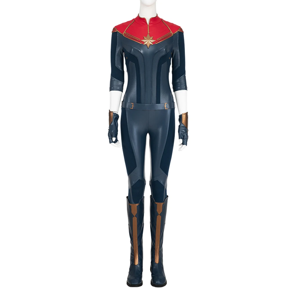 Halloween Carnival Costume Superhero Captain PU Leather Suit Carol Denvers Cosplay Outfit Boots