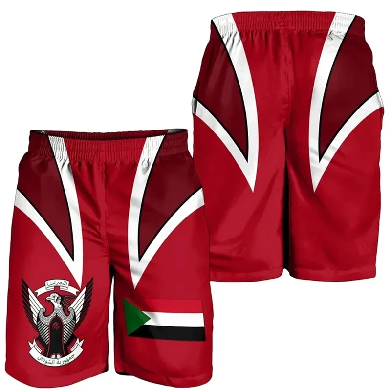 Africa Sudan Flag Map Graphic Short Pants For Men Clothes Casual Hawaiian Beach Shorts emblema nazionale Eagle Trunks Boy Pants