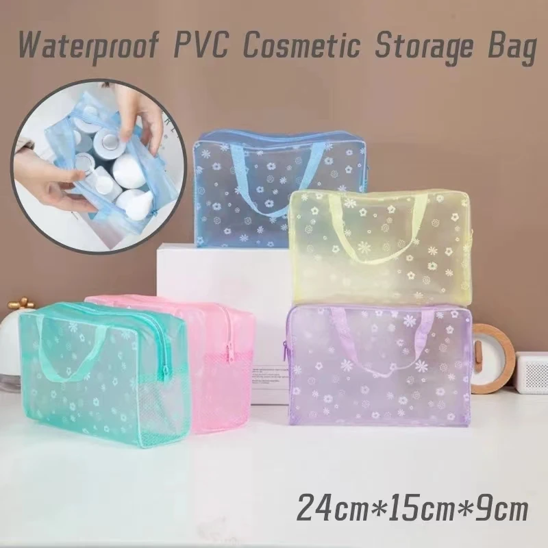 5PCS Women Swimming Bag Handbags Transparent PVC Plastic Pool Beach Makeup Organizer Toiletry Storage PVC Bag