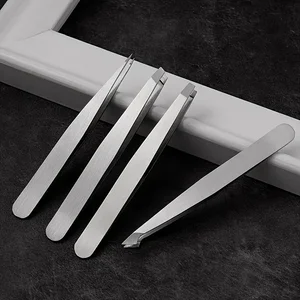 4 Piece Professional Tweezers Set Eyebrow Hair Removal, Beard Plucking, Stainless Steel Angled Tweezers Tools Hair Removal Tool