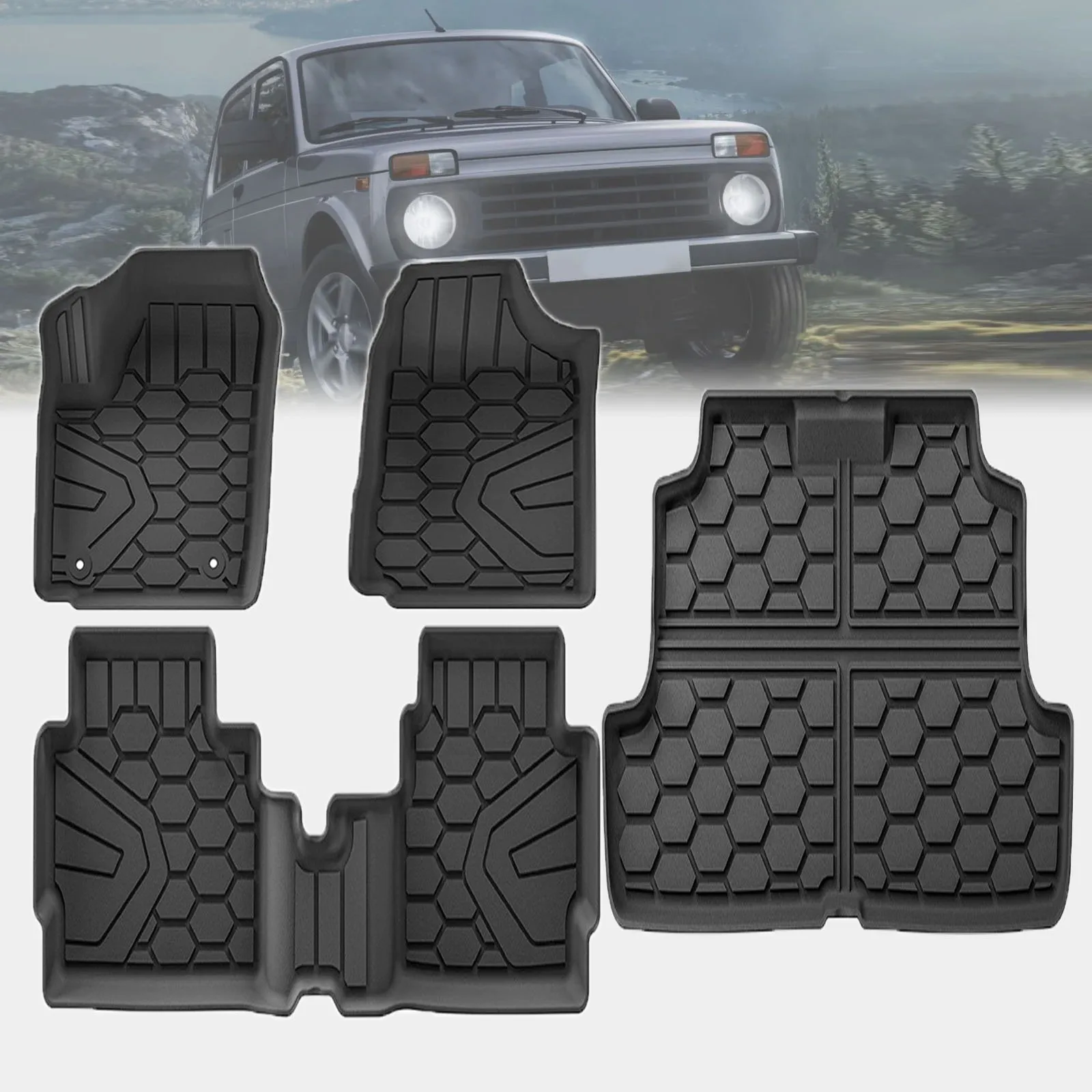 

for LADA NIVA LEGEND Waterproof TPE Car Mats 3D Laser Scanning Perfect Fit Odorless Accessories Easy Clean