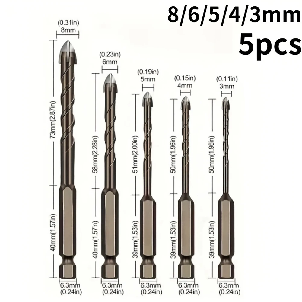 

5/7pcs Triangular Drill Bits High Hardness Steel Triangular Drill Bits For Fast Hole Opening Hole Openers For Glass