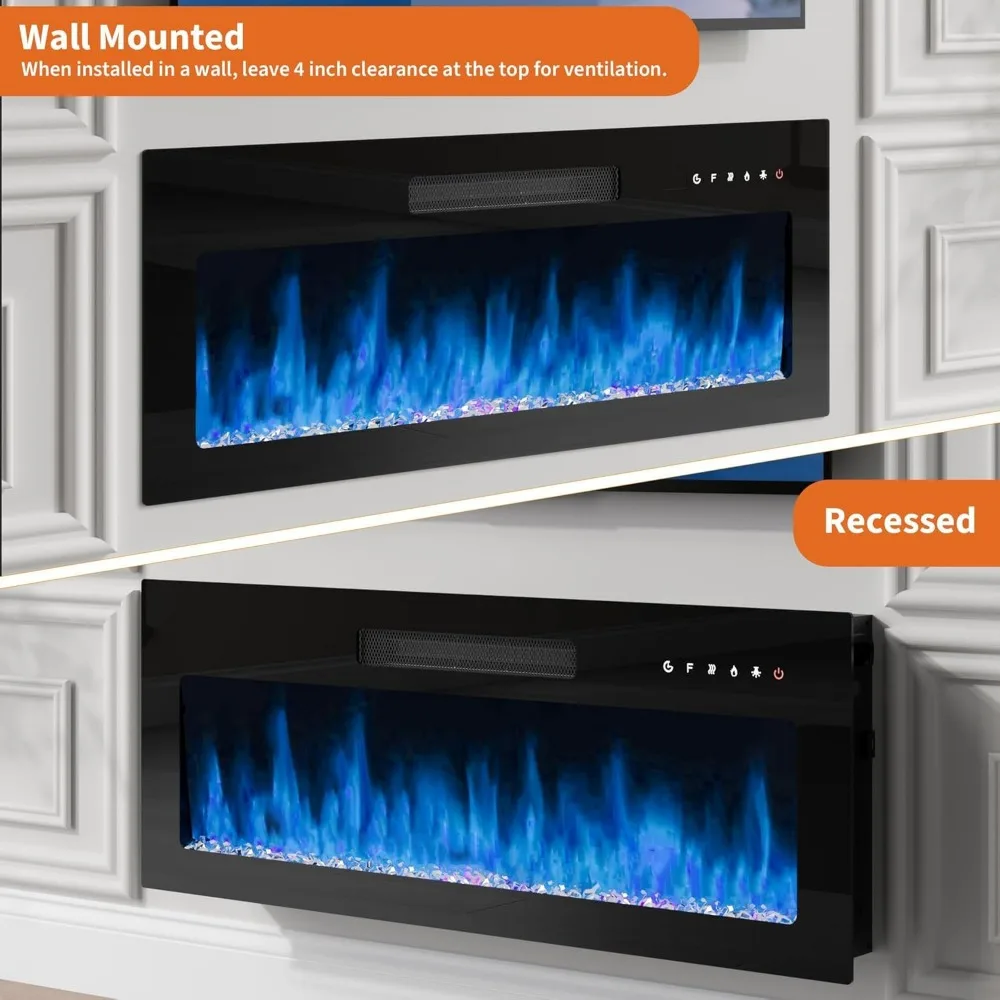 حامل مدفأة من الرخام Rresyet 70 مع 36 مدفأة كهربائية، مركز ترفيه LED، خزانة تخزين لامعة مخفية، M