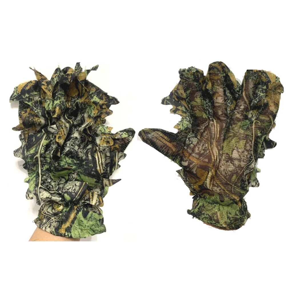 Hunting Camouflage Gloves or Hat Outdoor Combat Training   Eat Chicken Equal Leaf Gloves Leaf Camouflage