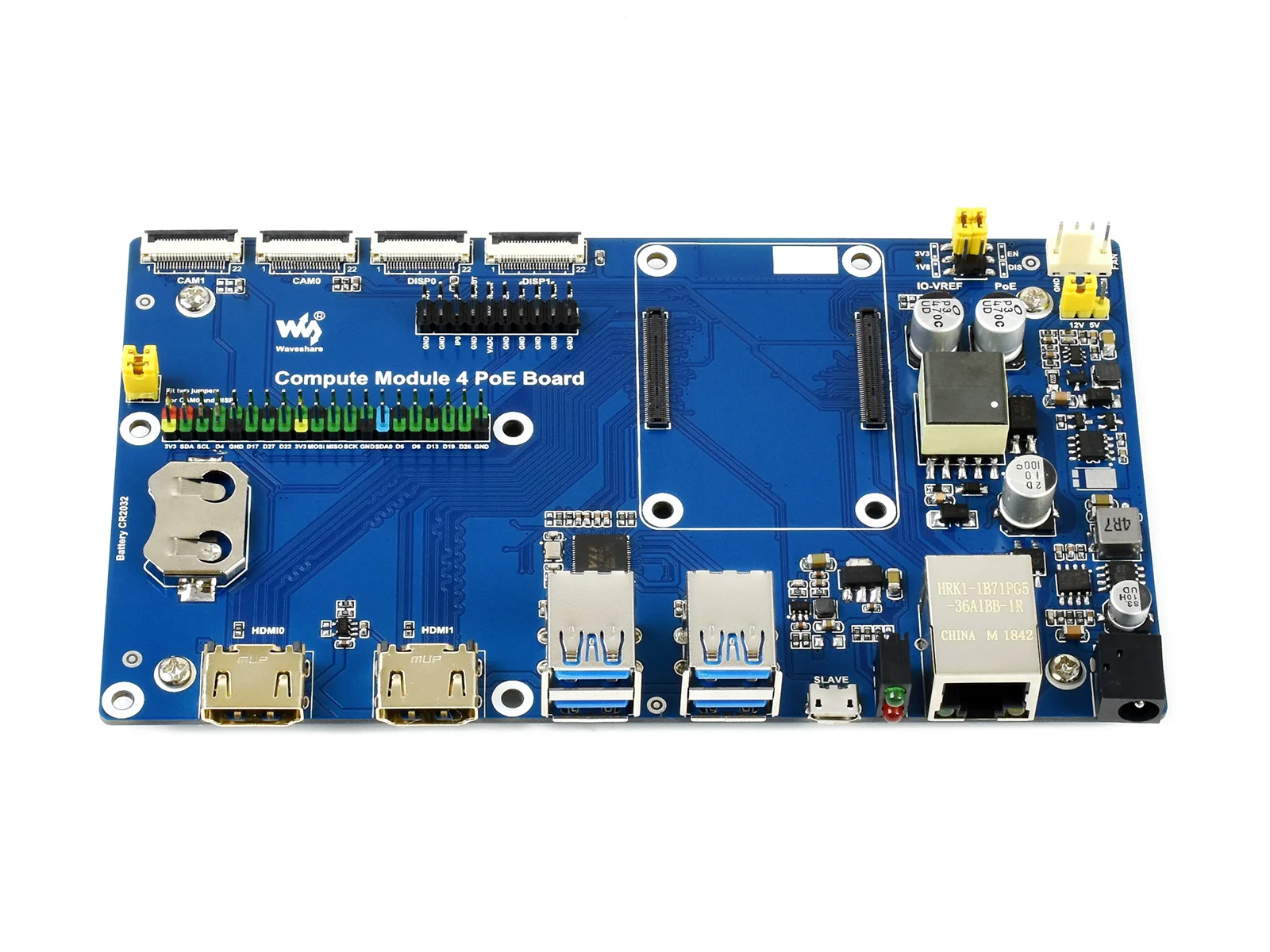 Raspberry Pi Compute Module 4 IO Board With PoE Feature, For All Variants Of CM4, Gigabit Ethernet RJ45 with PoE support