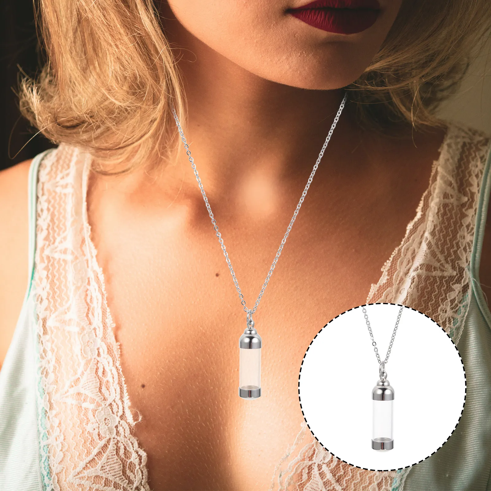 

Ожерелье-урна для праха питомца из нержавеющей стали и стекла, кулон-сувенир для хранения праха, памятное украшение для праха