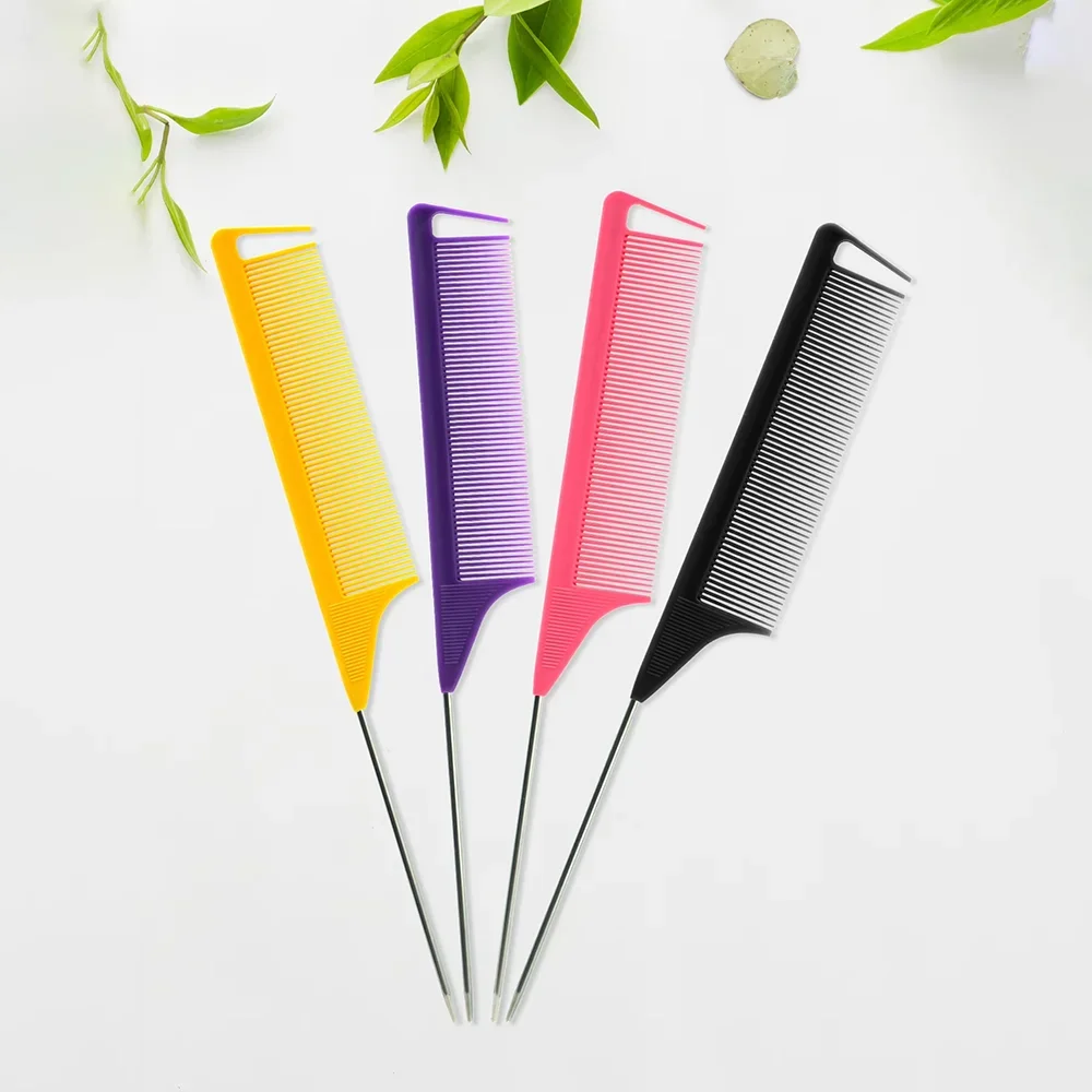 Pro Pointed Tail Salon Hairdressing Hair Styling Anti-static Comb Hair Brush Steel Needle Pin Rat Tail Combs Barber Accessories