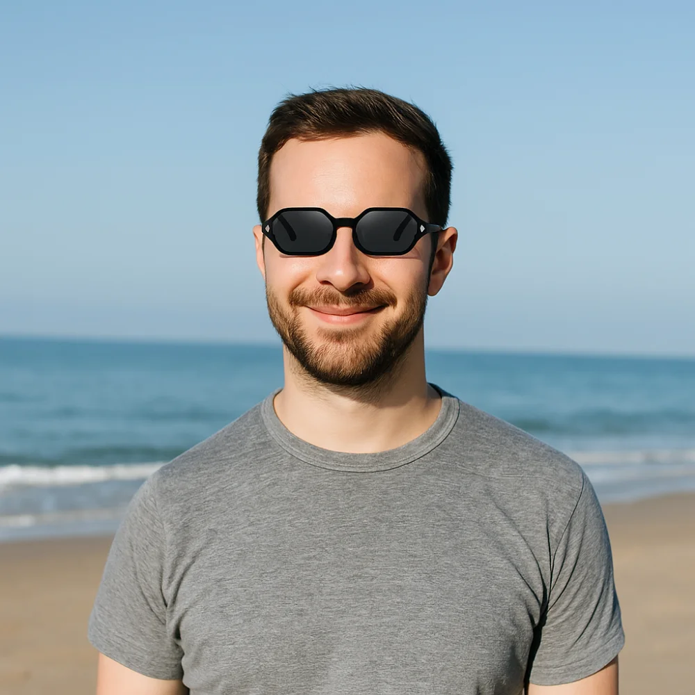 

Multicolor Small Square Frame Sun Glasses Blue-light-blocking Vintage Polygonal Sunglasses Lightweight Fashion Men UV400 Eyewear