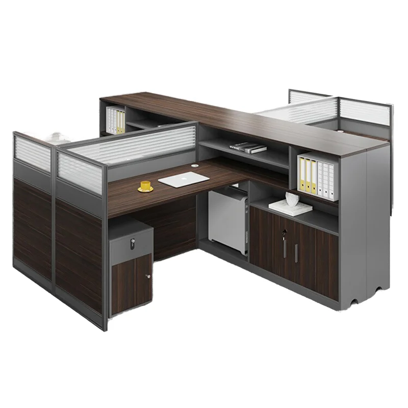 *Simple Modern Office Desk Partition Booth 2-4-6-8 People Staff Combination Screen Workstation Panel Wood Style