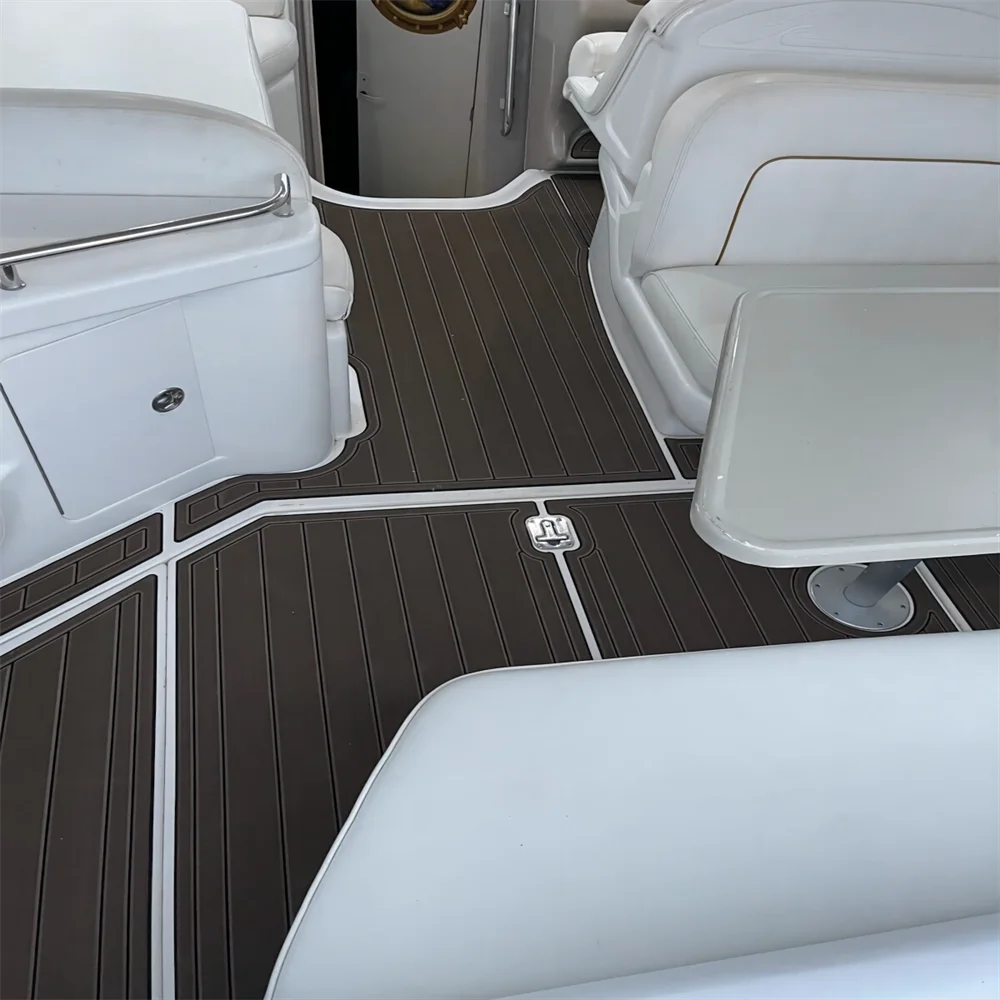 1997-2001 Sea Ray Sundancer 290 منصة السباحة قمرة القيادة وسادة قارب إيفا خشب الساج الطابق SeaDek MarineMat نمط ذاتية اللصق