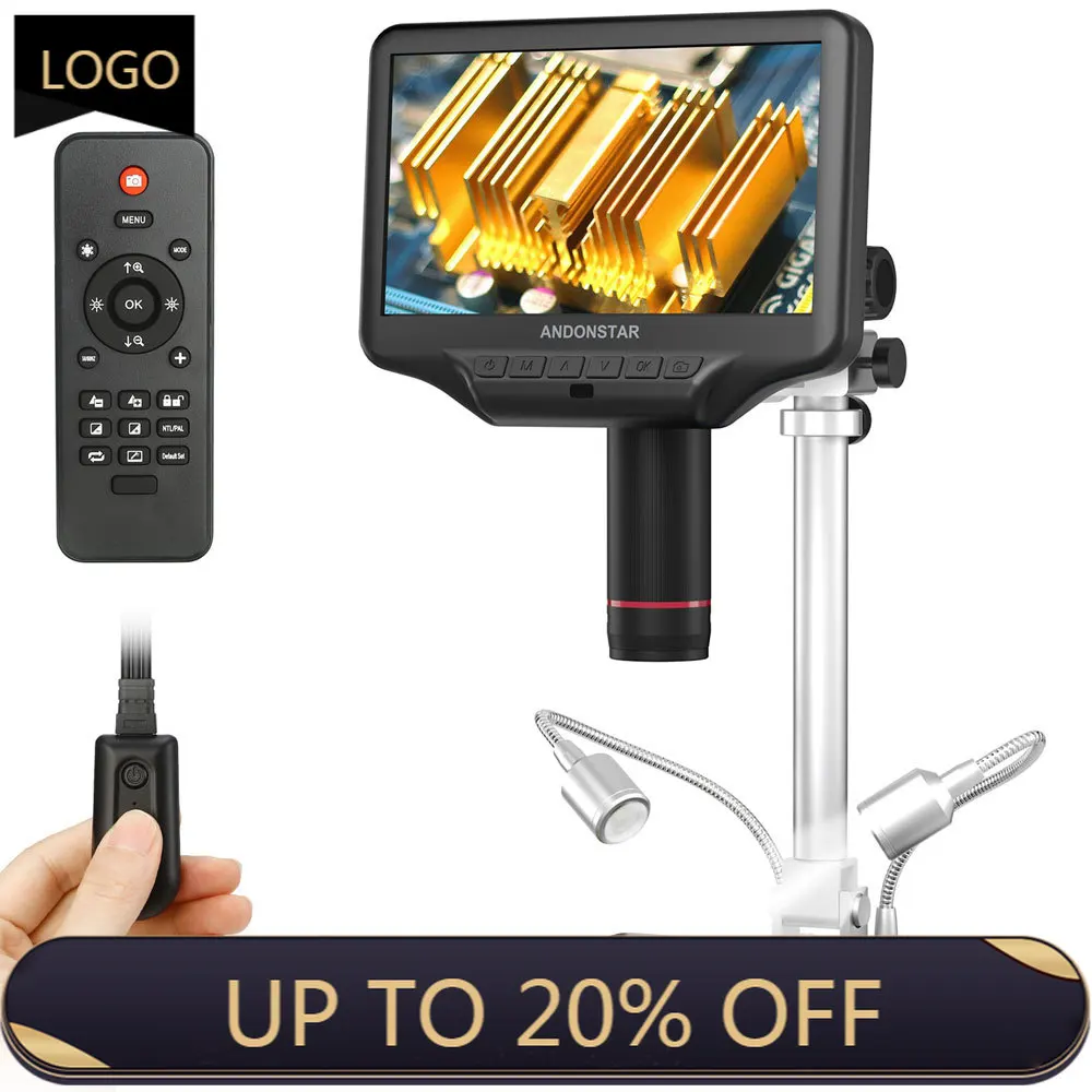 Andonstar AD407 PRO Digital Microscope With 7inch Screen and Upgrade 12.5inch Metal Base Stand for Soldering Tools
