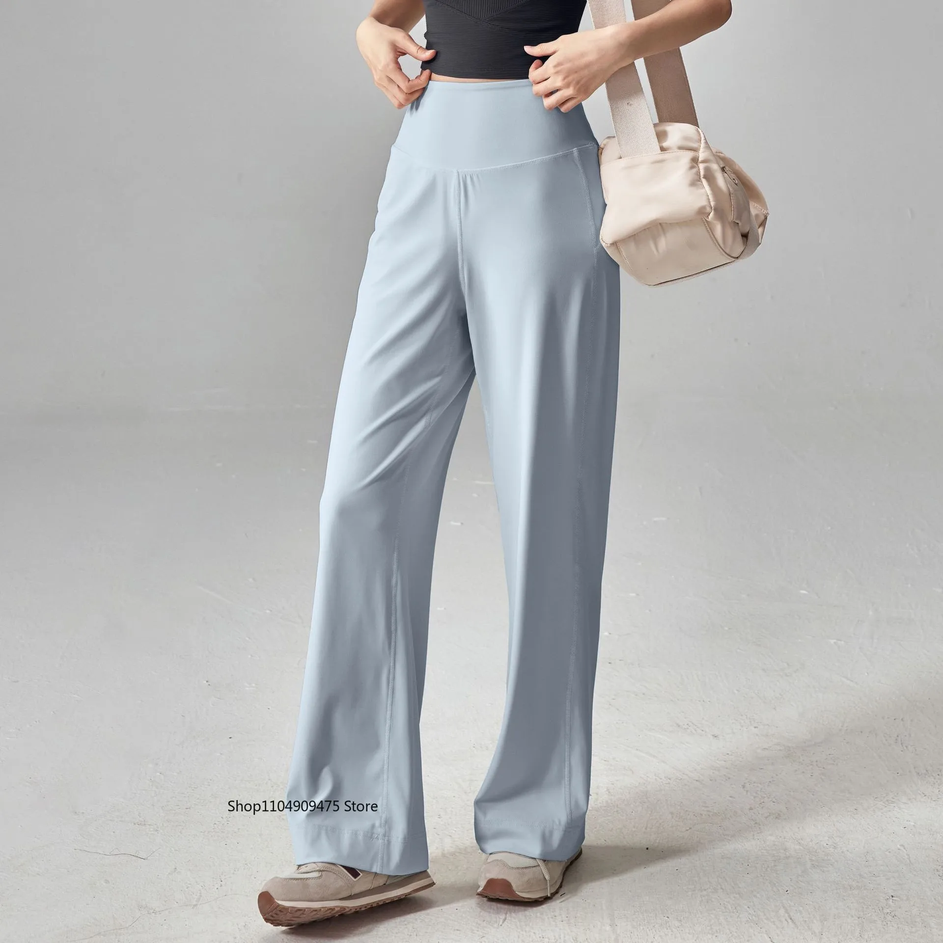 Women's High Quality Pants With Pockets High Waist Stretch Loose Sweatpants Nake-Feeling Sports Leisure  Yoga Workout Pants