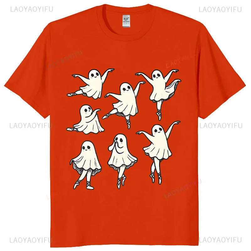 Funny Ballet Ghost Ballet Dancer Spooky Dance Teacher Man Halloween Graphic T Shirts Gothic Cartoon Dance Teacher Day Cotton Tee