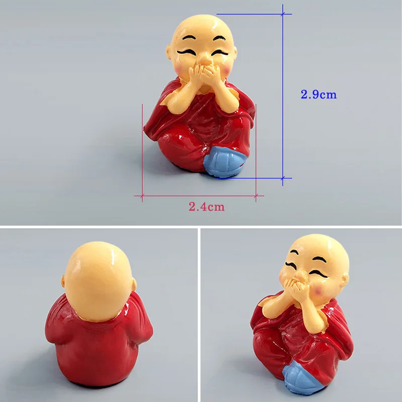 4 قطعة الصينية كونغفو الراهب مصغرة التماثيل تمثال بونساي الكرتون حديقة المنزل كعكة اكسسوارات السيارات الديكور هدية الإبداعية
