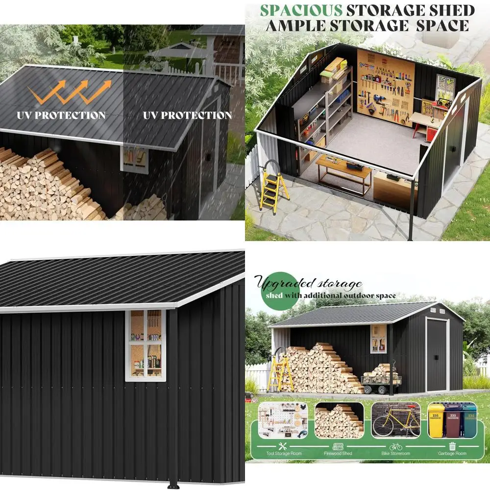 

Шайба для хранения на открытом воздухе 10,6x10,3x6,3 фута с рулонной дверью и двумя 4-позиционными окнами, серый/белый