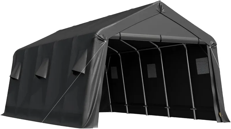 MELLCOM 13 x 20 FT Heavy Duty Carport, Portable Garage with All-Steel Metal Frame & Vents, Anti-Snow Car Canopy Outdoor Storage