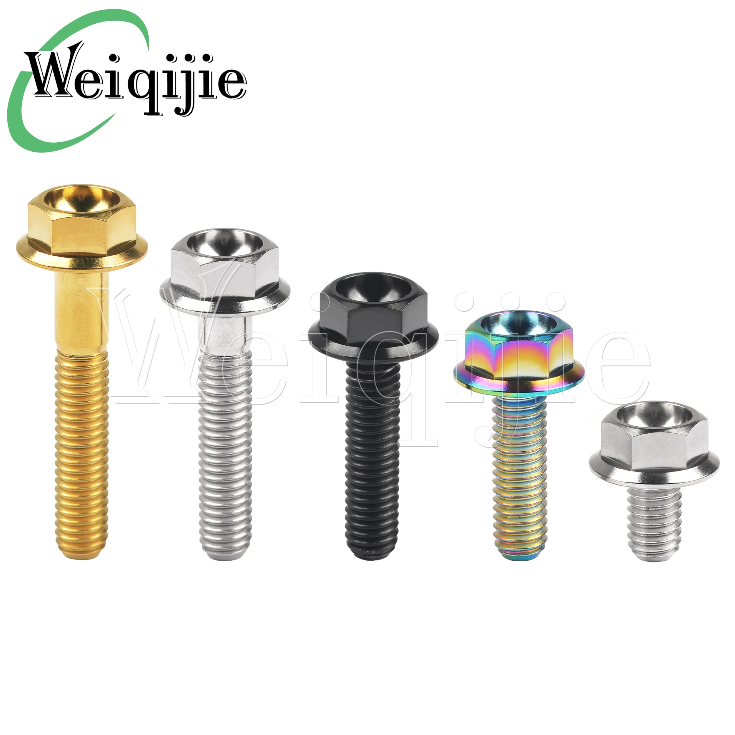 Weiqijie Titanium Alloy M6x10~40mm Flange Head DIN6921 Bolt Multi-Color Optional Motorcycle Decoration Bolt