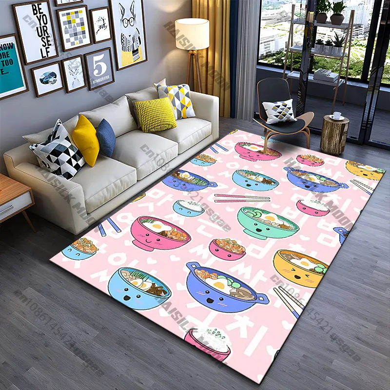Cute food bowls pattern carpet Yoga living room room decor children's crawling mat doormat area rug games mat