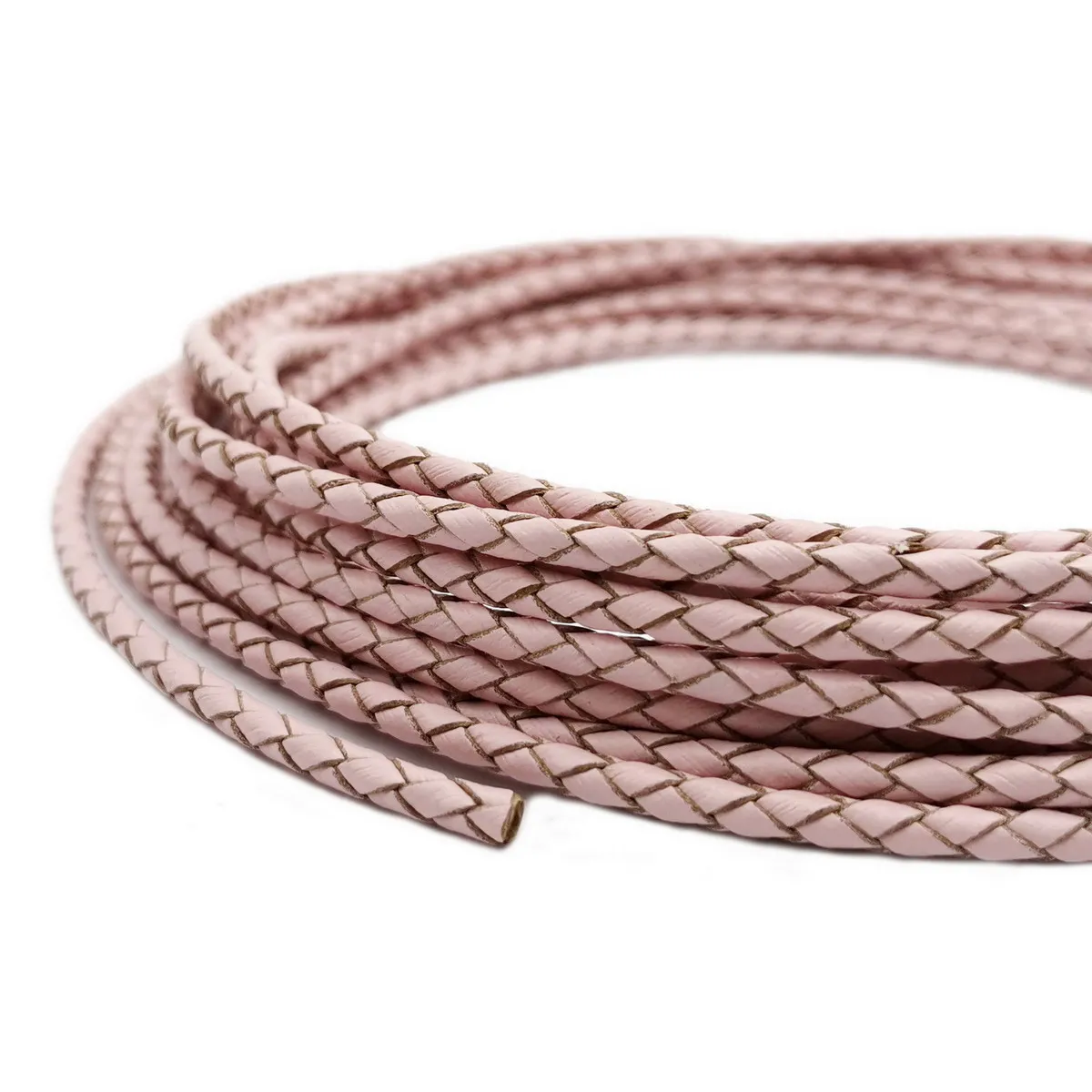 

3mm Baby Pink Leather Bolo Cords Braided Leather Strap Bracelet Necklace Making