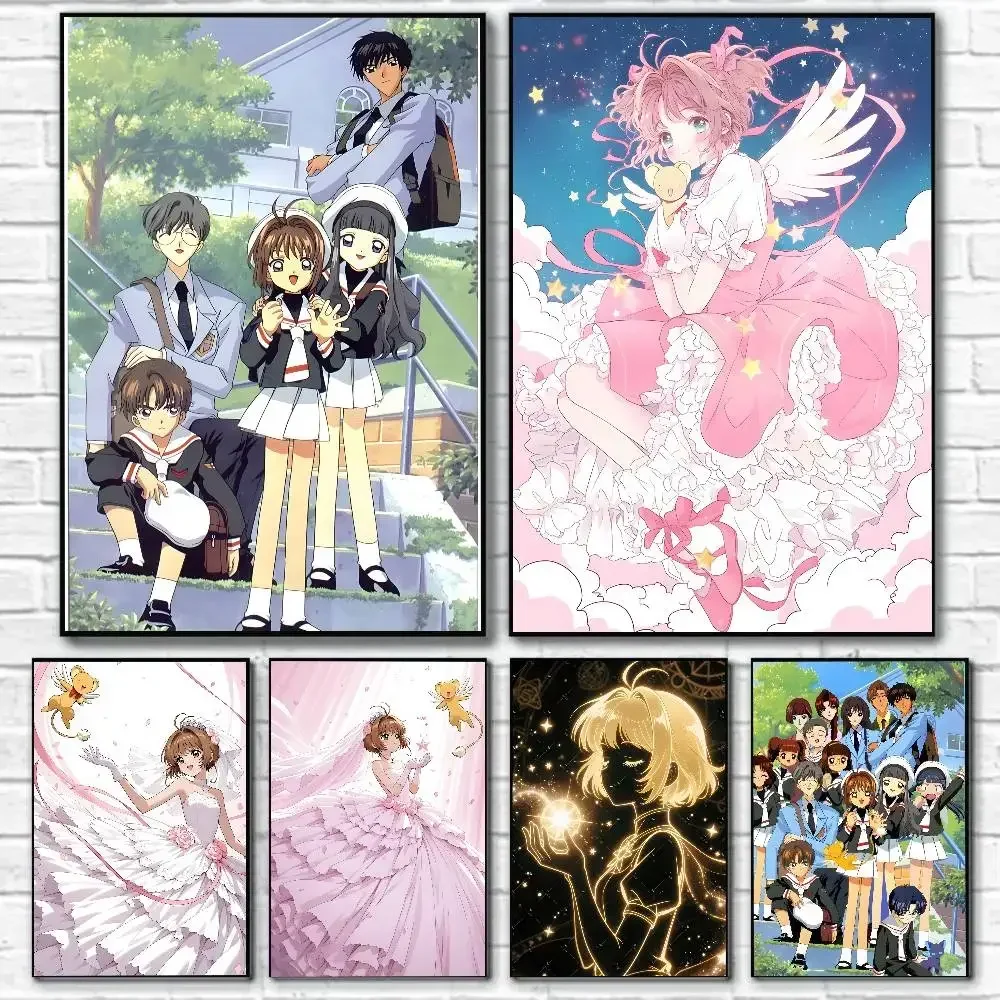 Anime pop c-cardcaptor sakura cartaz pintura em tela cartaz com impressões casa quarto sala de estar decoração presente