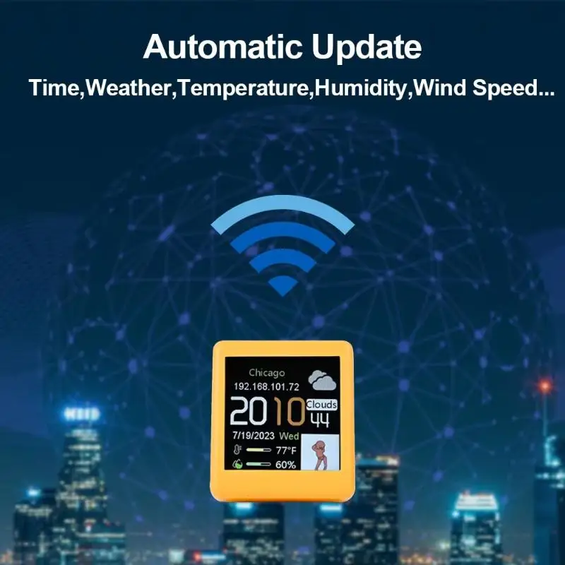 1Pcs Weather Station Animation Display Smart Weather Clock Electronic Photo Album WiFi Networking Automatic Update Ornament