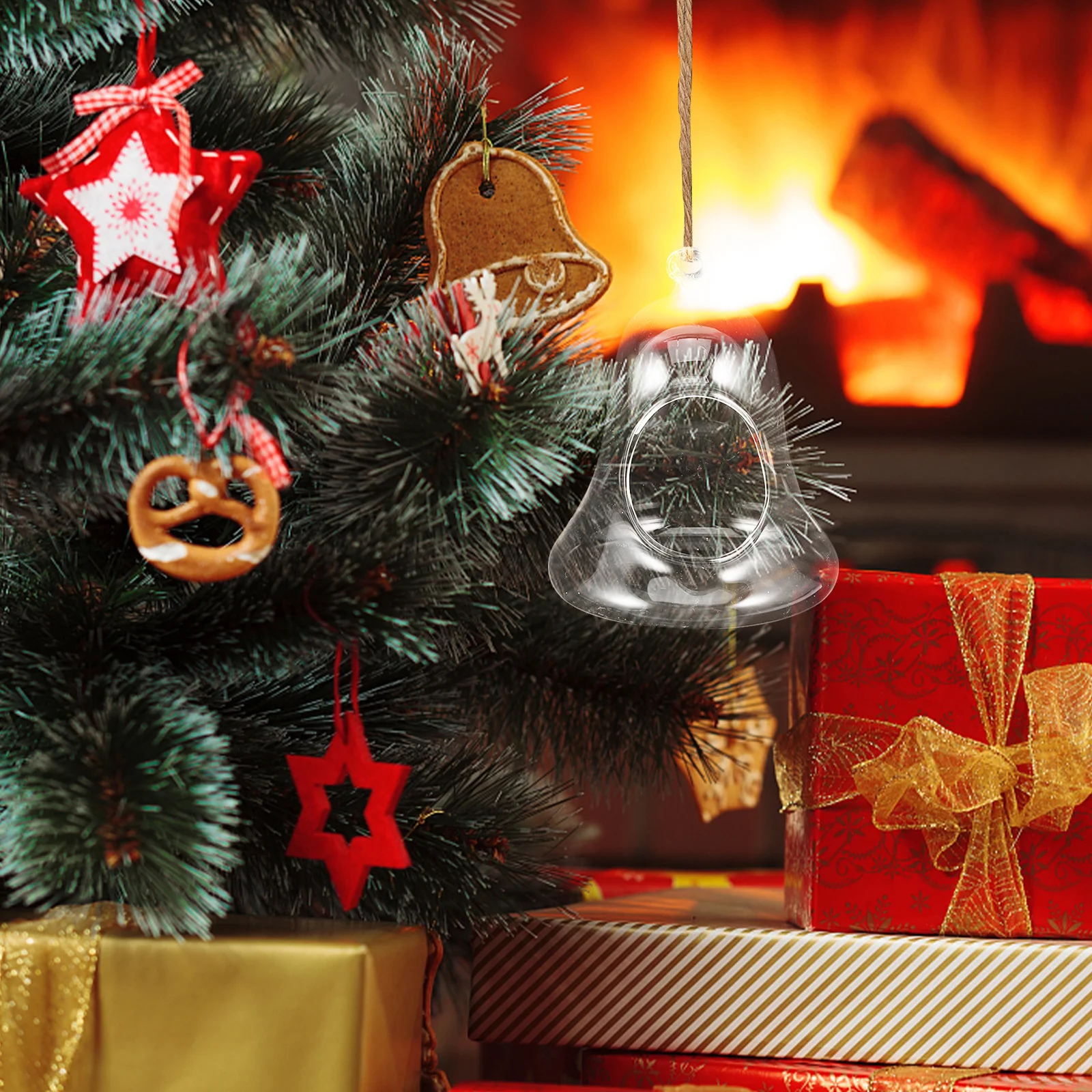 

2 Pcs Decor Clear Craft Bell Glass Ornament Decorative Fillable Ornaments Transparent