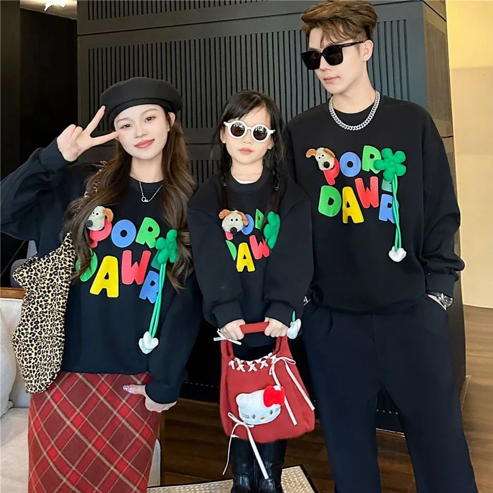 

Funny Sweatshirts for The Whole Family Matching Clothes Korean Toddler Romper Mom Dad and Daughter Son Matching Tops Clothing