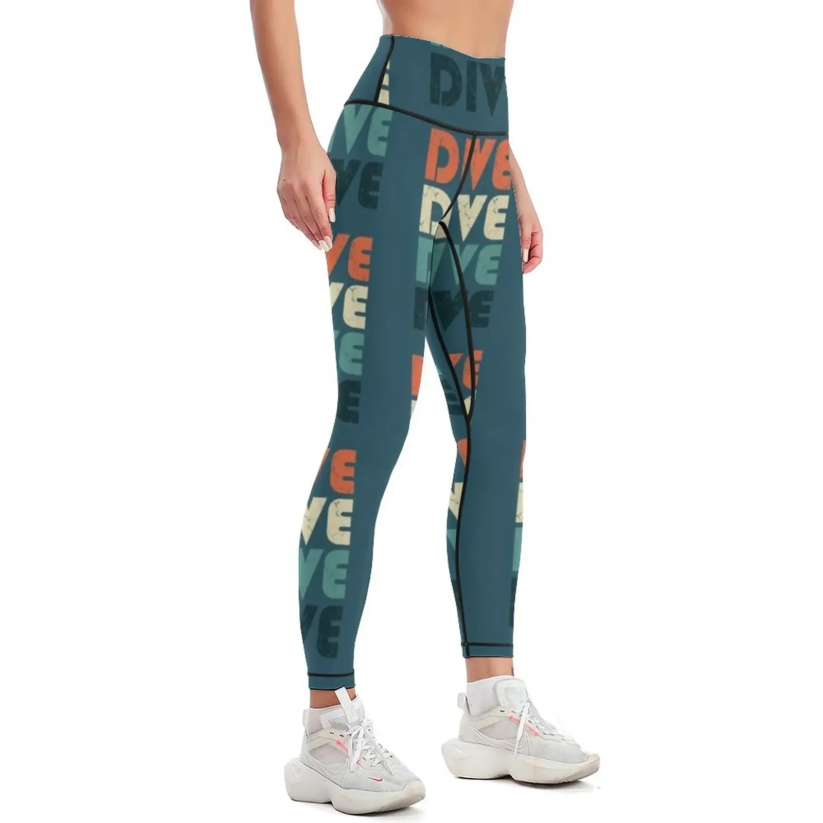 Retro Vintage Diving Springboard Diver Gift Dive Leggings Women's pants gym wear Clothing fitness Womens Leggings