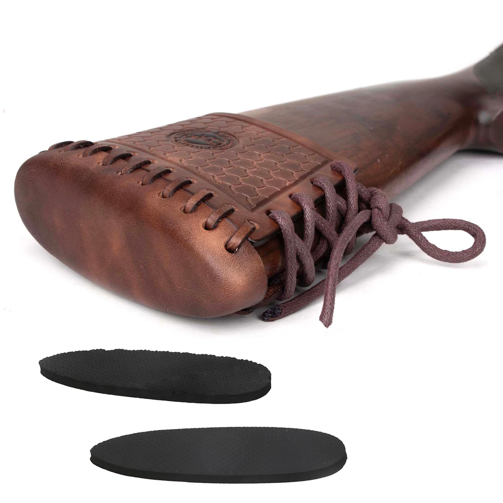 Tourbon Coussinets de recul en cuir pour la chasse, à enfiler, pour crosse de fusil, repose-tempe, rehausseur avec inserts, coussinet de protection réglable