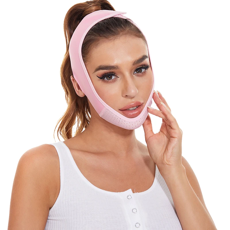 مخفض الذقن المزدوج القابل لإعادة الاستخدام - قناع على شكل حرف V - مزيل الذقن المزدوجة - حزام تنحيف الوجه - قناع ربط حزام رفع الوجه على شكل حرف V #5