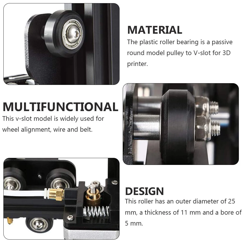 

6 pcs Plastic Roller 25Mm Pulley 3D Printer Wheel Ball Bearing Motor Wear Resistant Belt Wire Hardware