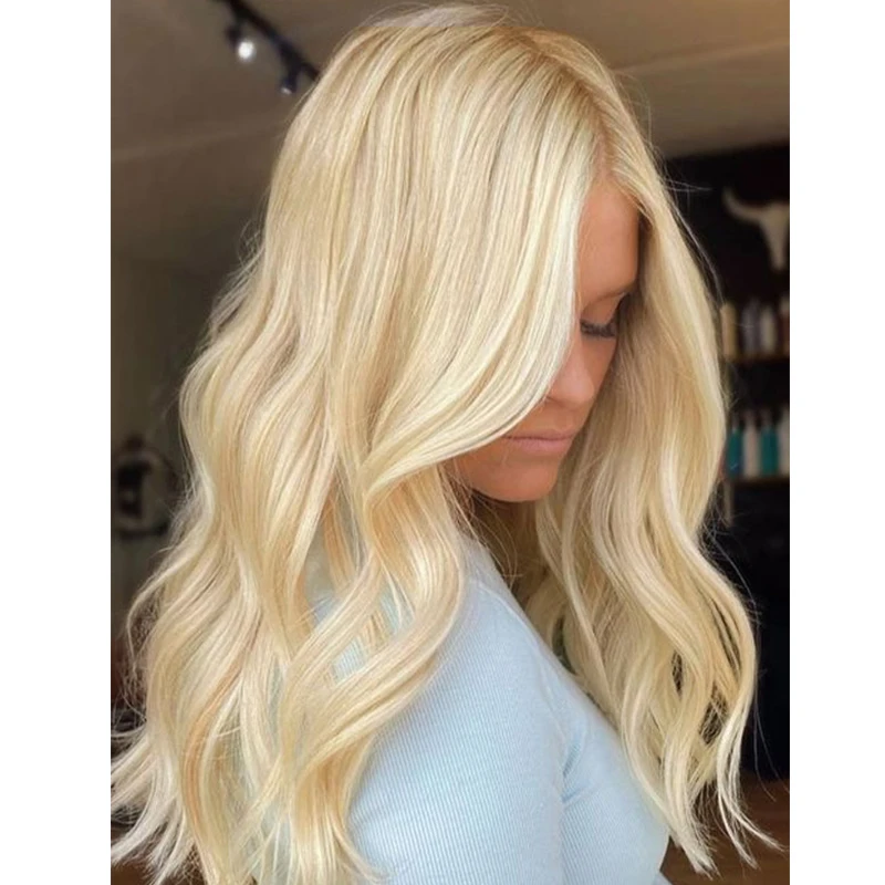 

Best Price Straight Lace Frontal Wig with Silk Top 100 Human Hair, 16 Inch Hair Women's Wigs Natural Hair Blonde Color 60